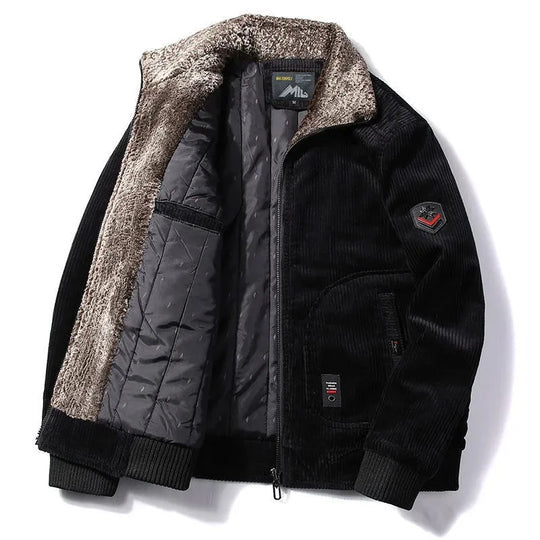 Cord Winterjacke Herren Fleecefutter Taschen Warm