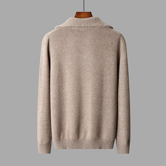 Zopfstrick Pullover Herren Halbzip Rippkragen Struktur
