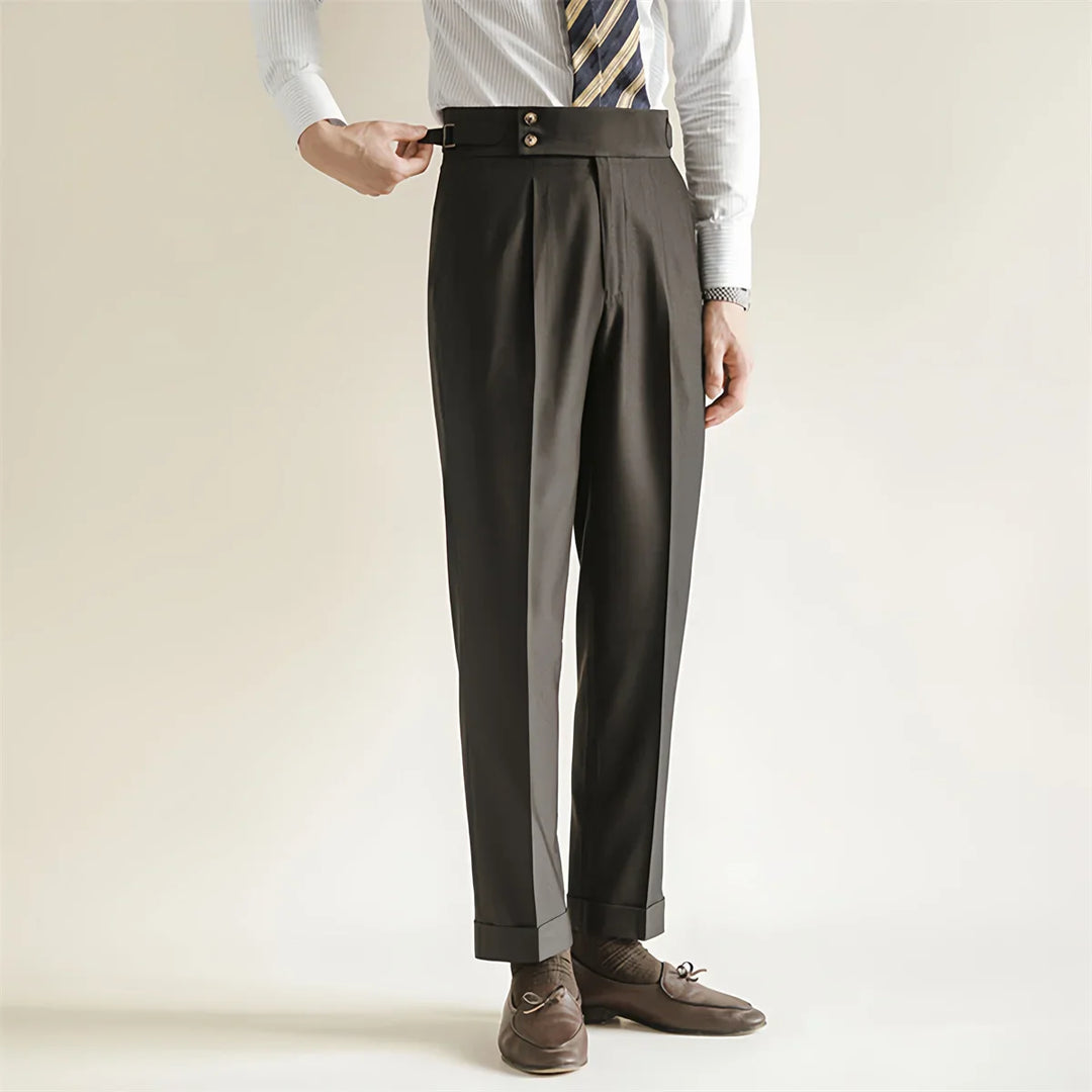 Elegante Bundfalten Anzughose Herren Tailliert Business
