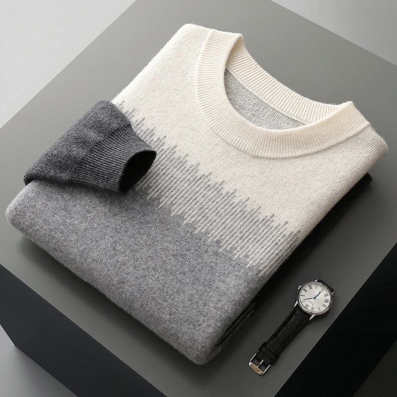 Merinowolle Pullover Herren Farbverlauf Feine Fasern