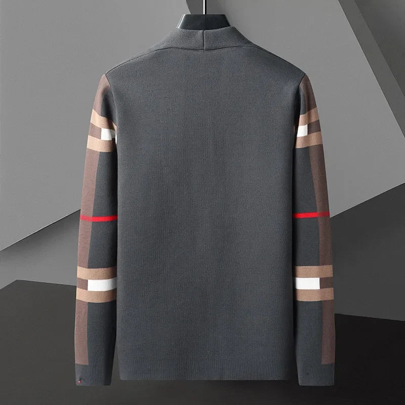 Stretch Strick Cardigan Herren Offene Front Ärmelstreifen