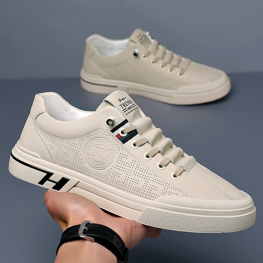 Italienische Leder Sneaker Herren Perforiert Handarbeit