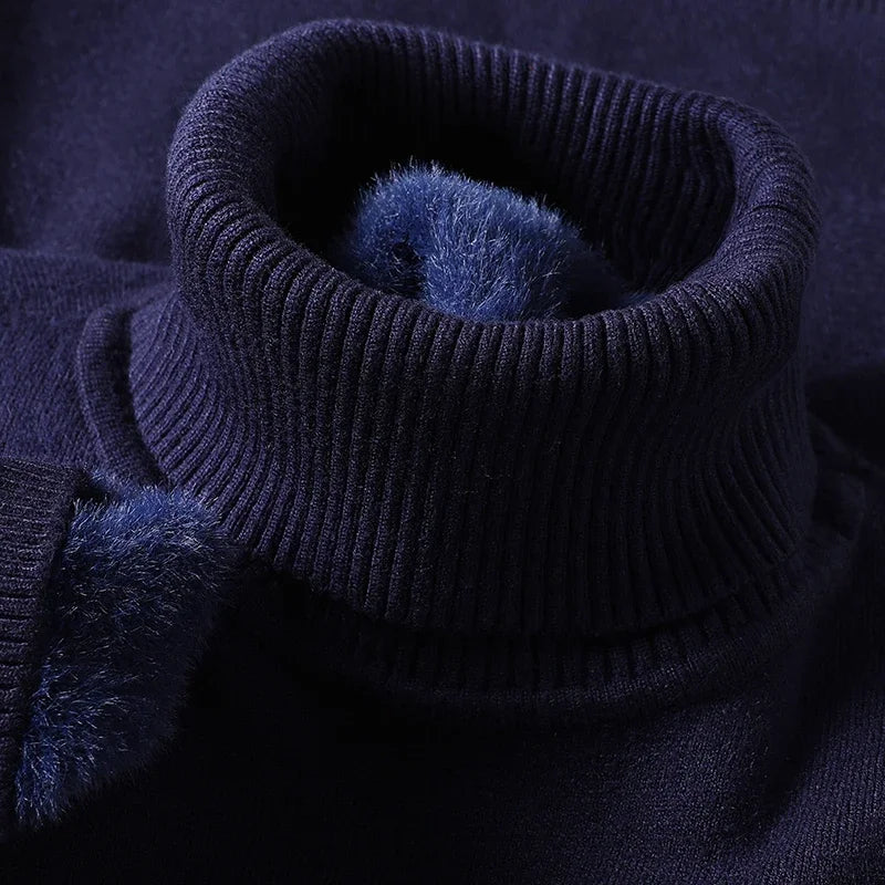 Klassischer Rollkragen Pullover Herren Strick Warm