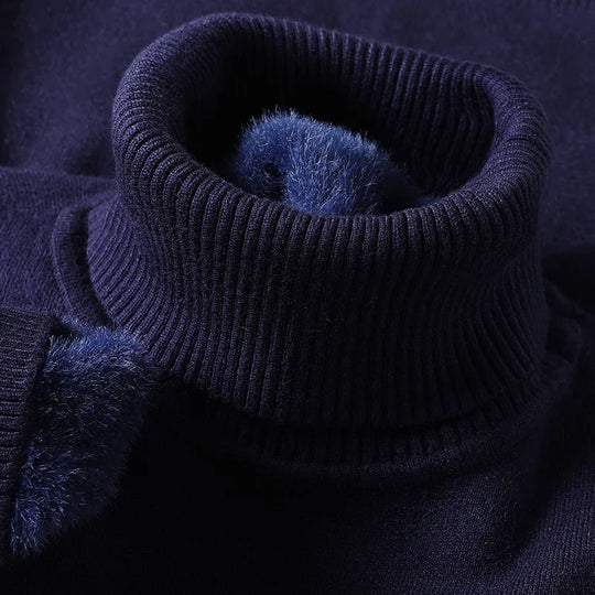 Klassischer Rollkragen Pullover Herren Strick Warm