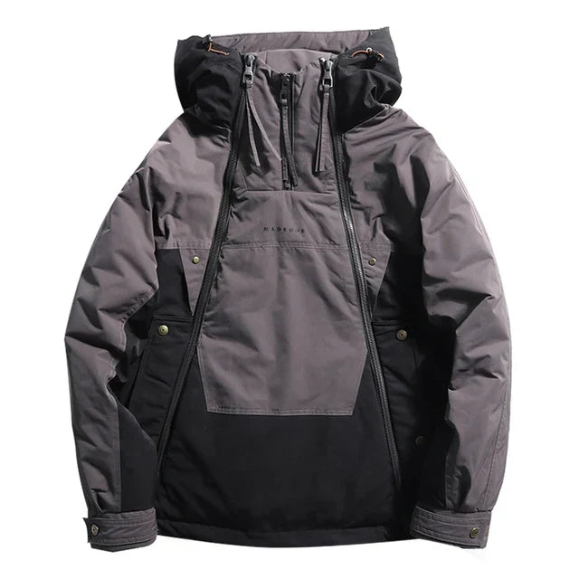 Colourblock Jacke Herren Doppelzip Mehrere Taschen