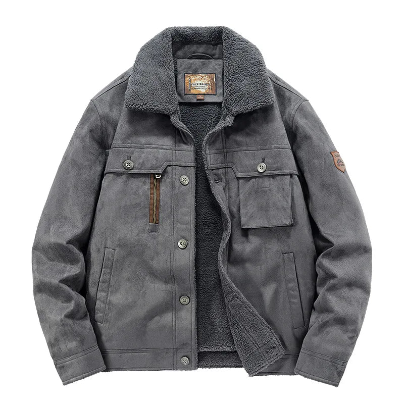 Wildleder Jacke Herren Fellkragen Sherpa Gefüttert