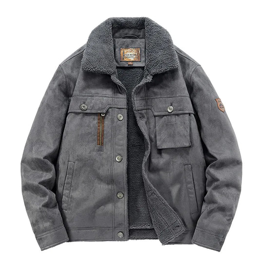 Wildleder Jacke Herren Fellkragen Sherpa Gefüttert