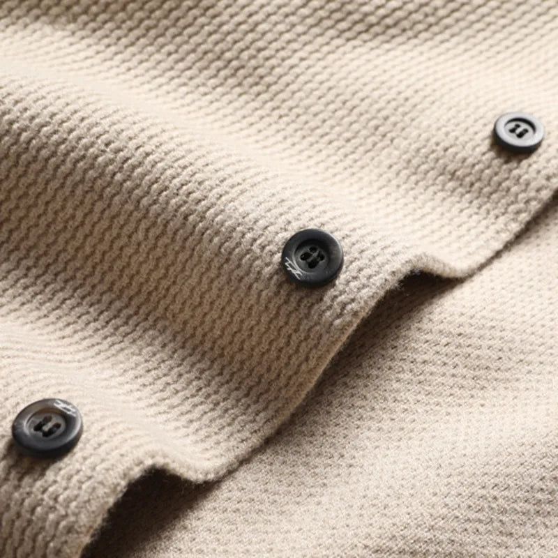 Woll Cardigan Herren Ärmelstreifen Knopfleiste Taschen