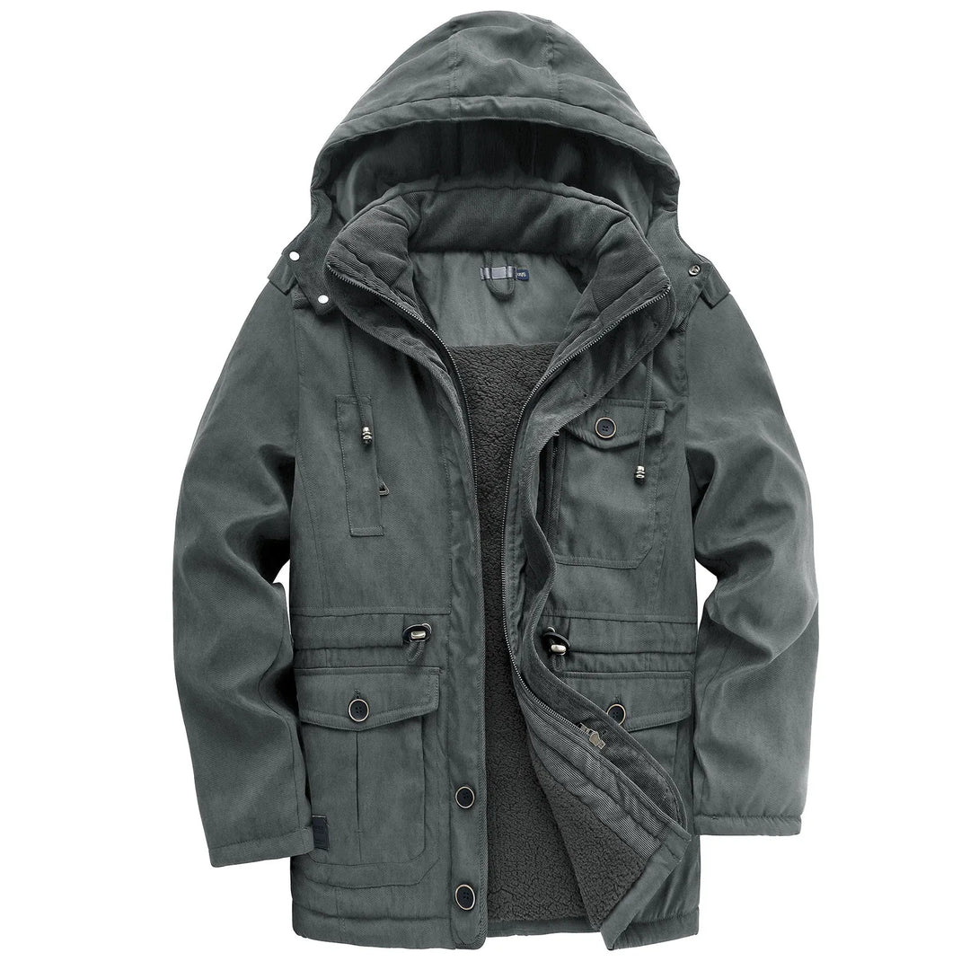 Fleece Parka Herren Kapuze Verstellbar Mehrere Taschen
