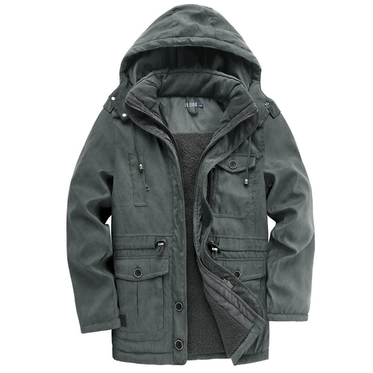 Fleece Parka Herren Kapuze Verstellbar Mehrere Taschen