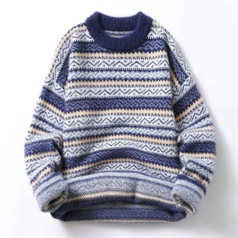Norweger Pullover Herren Wollmix Dicht Gestrickt Warm