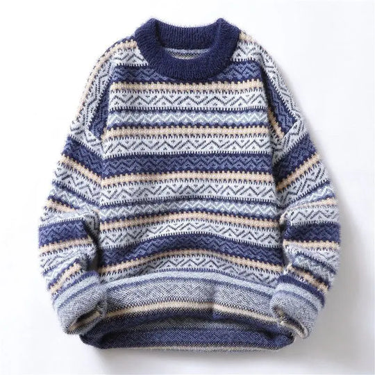 Norweger Pullover Herren Wollmix Dicht Gestrickt Warm