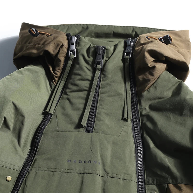 Colourblock Jacke Herren Doppelzip Mehrere Taschen