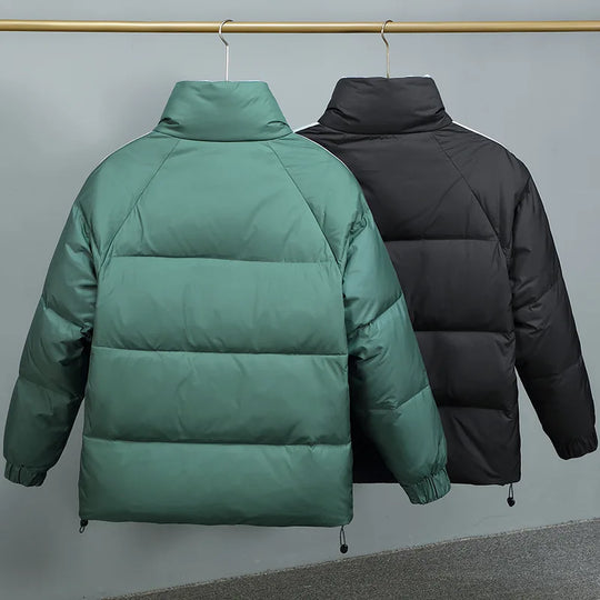 Daunenjacke Herren Hoher Kragen Knopfleiste Und Zip