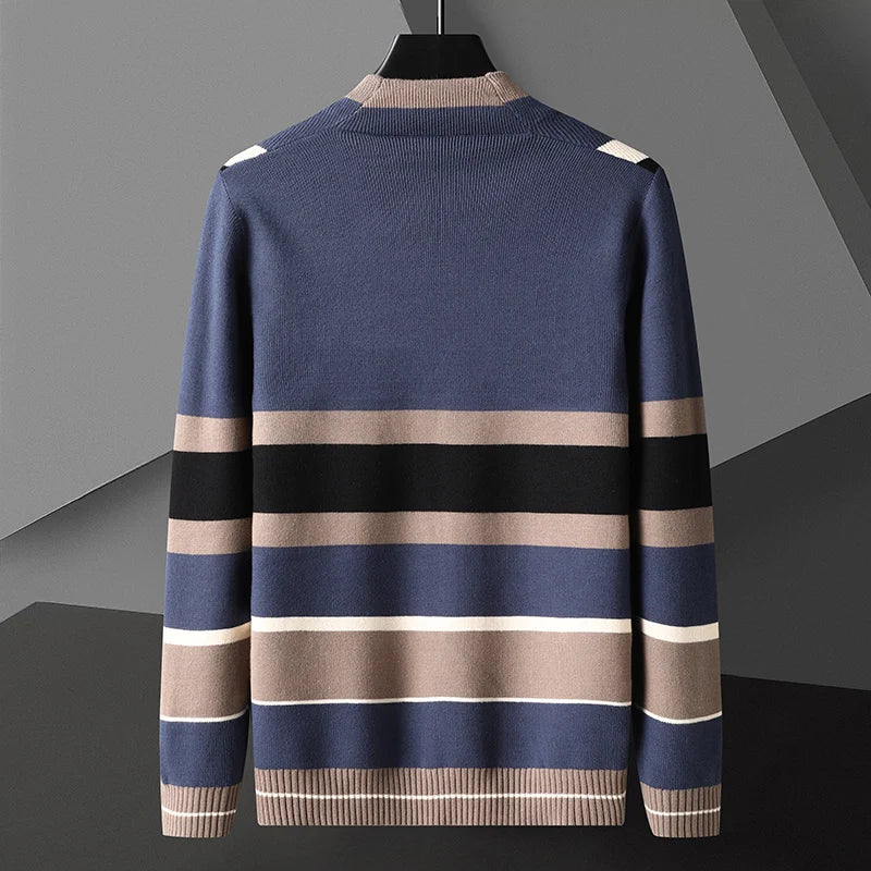 Wollmix Cardigan Herren Längsstreifen Offene Front