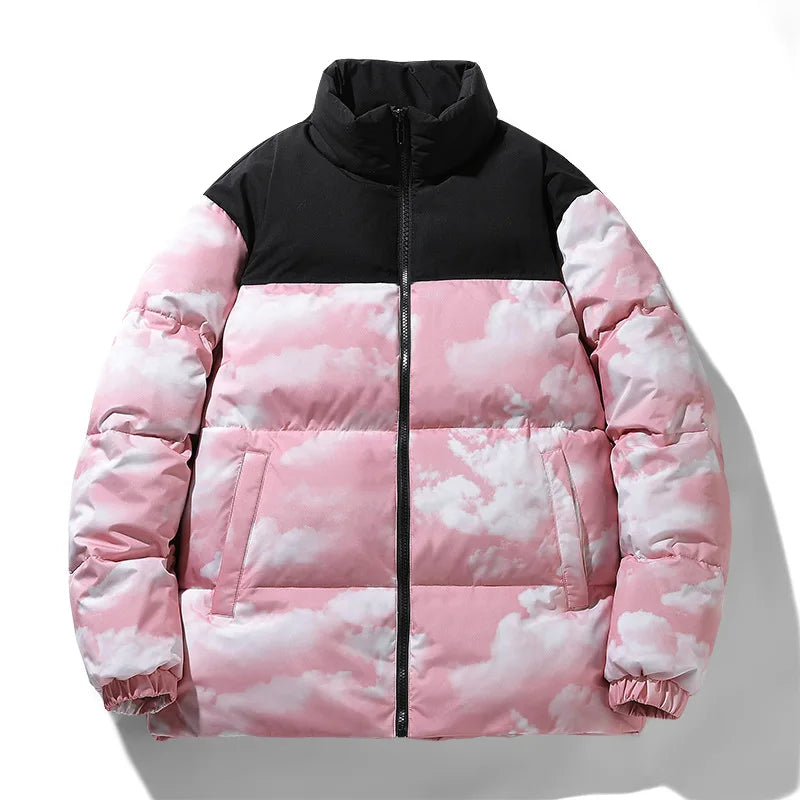 Zweifarbige Steppjacke Herren Wolkenmuster Elastisch
