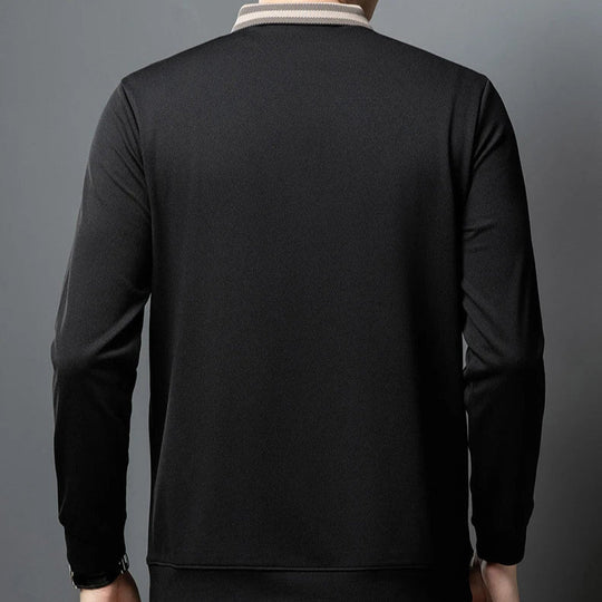 Woll Poloshirt Herren Kariertes Kragendetail Knopfleiste