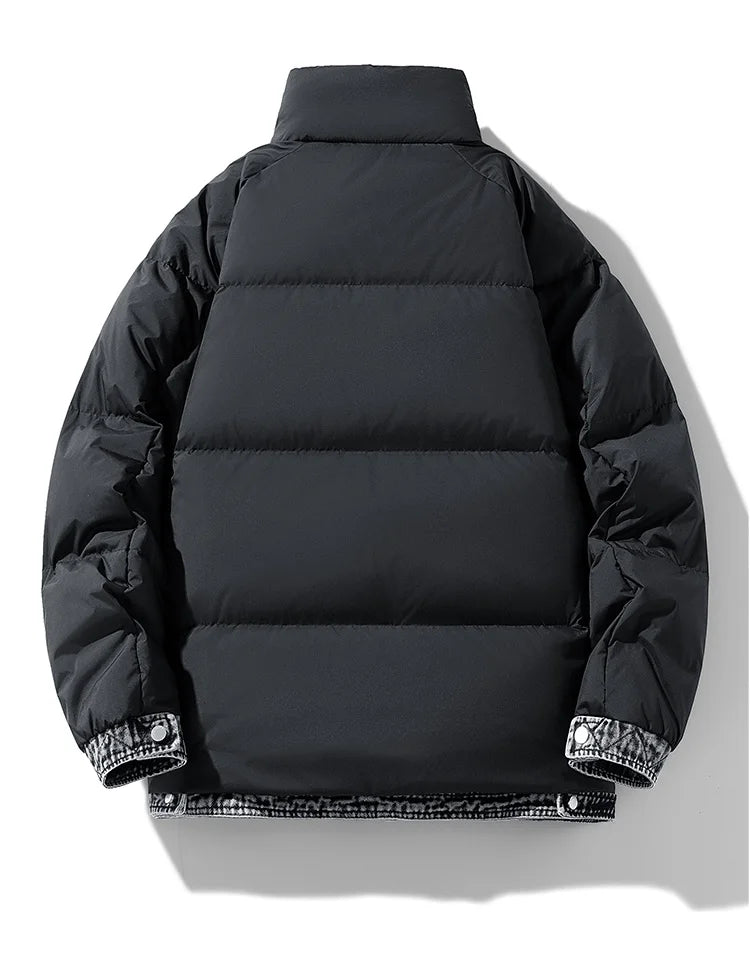 Denim Daunenjacke Herren Wasserabweisend Leicht Warm