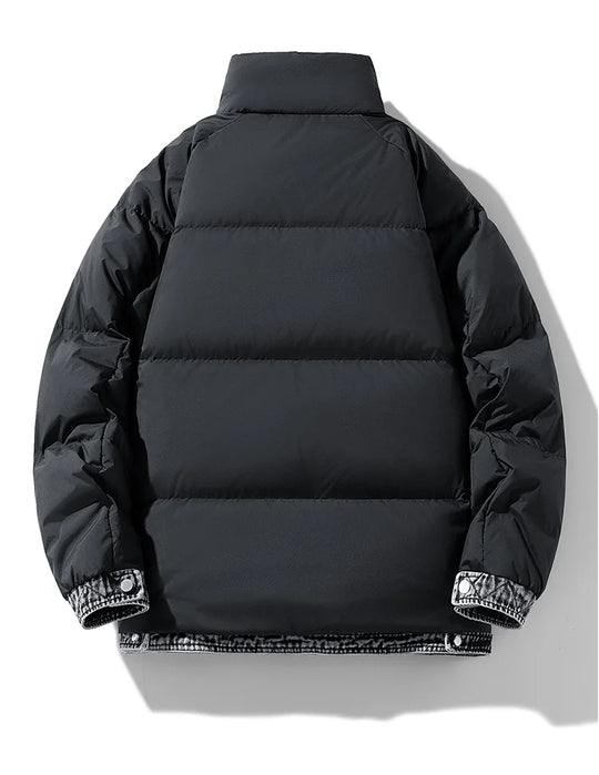 Denim Daunenjacke Herren Wasserabweisend Leicht Warm