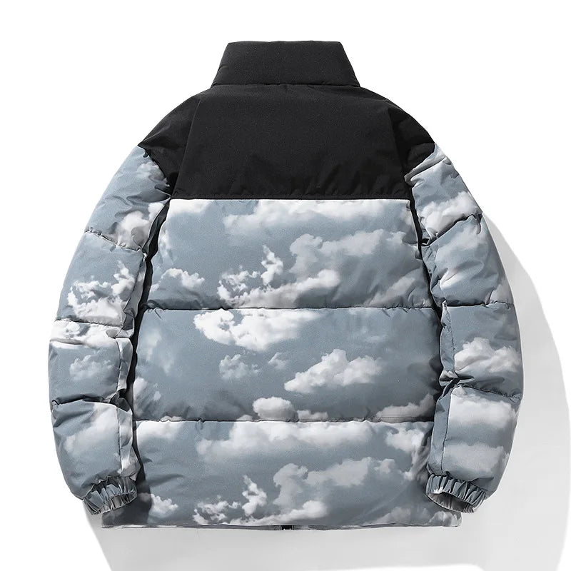 Zweifarbige Steppjacke Herren Wolkenmuster Elastisch