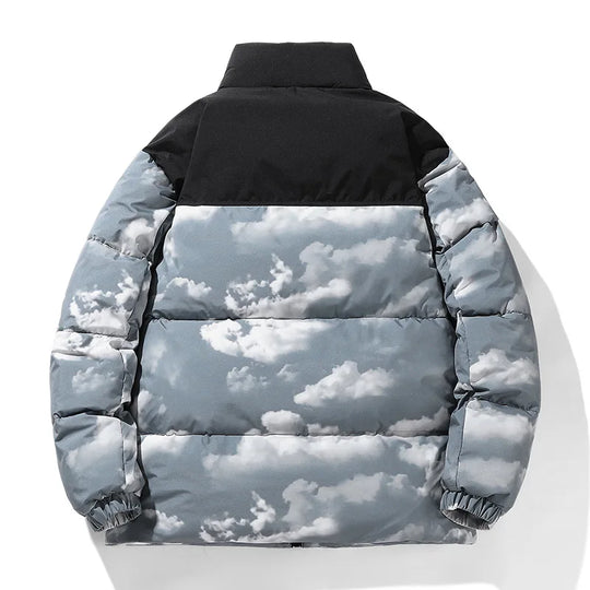 Zweifarbige Steppjacke Herren Wolkenmuster Elastisch