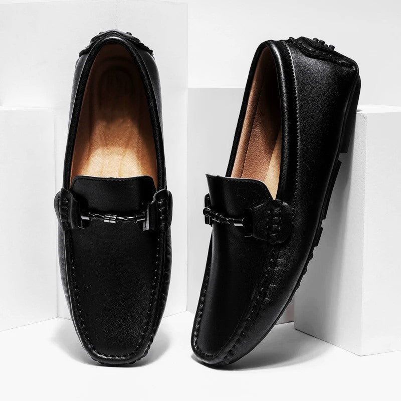 Herren Mokassins aus Echtleder – Slipper mit rutschfester Gummisohle