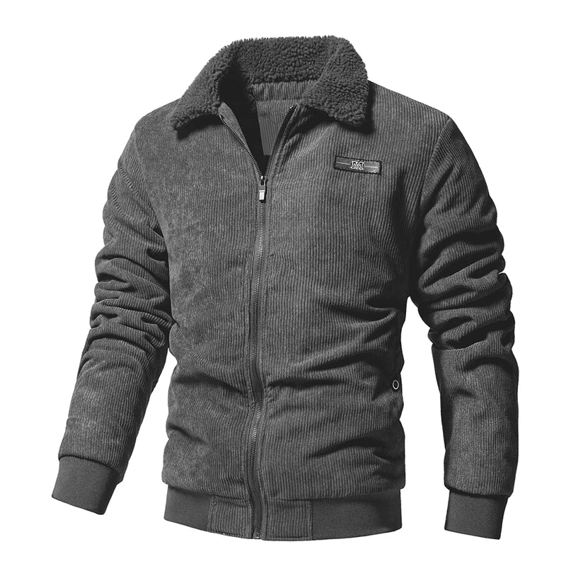 Cord Jacke Herren Fleecekragen Elastische Bündchen