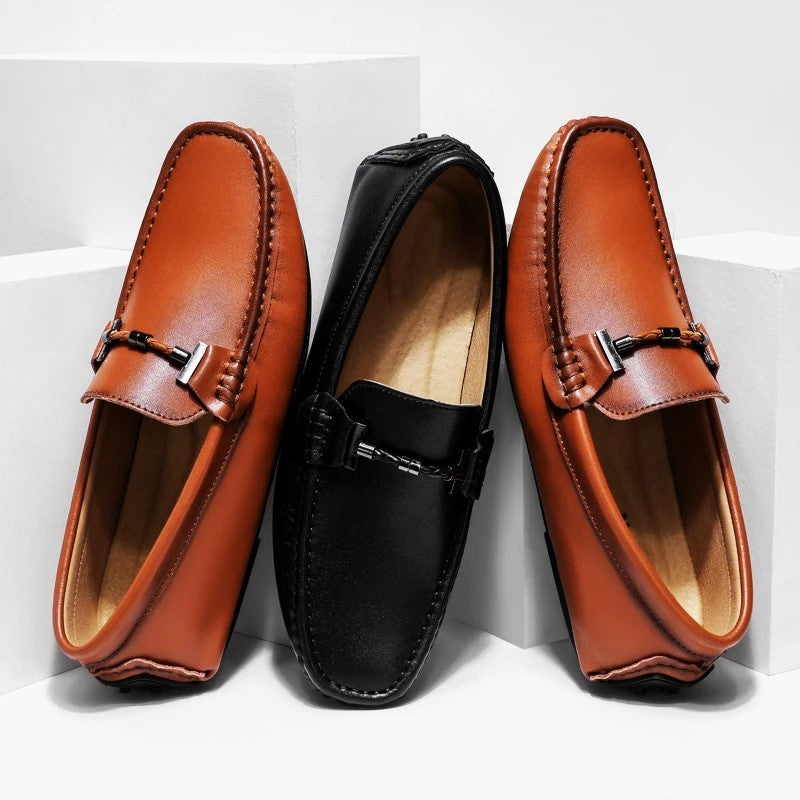 Herren Mokassins aus Echtleder – Slipper mit rutschfester Gummisohle