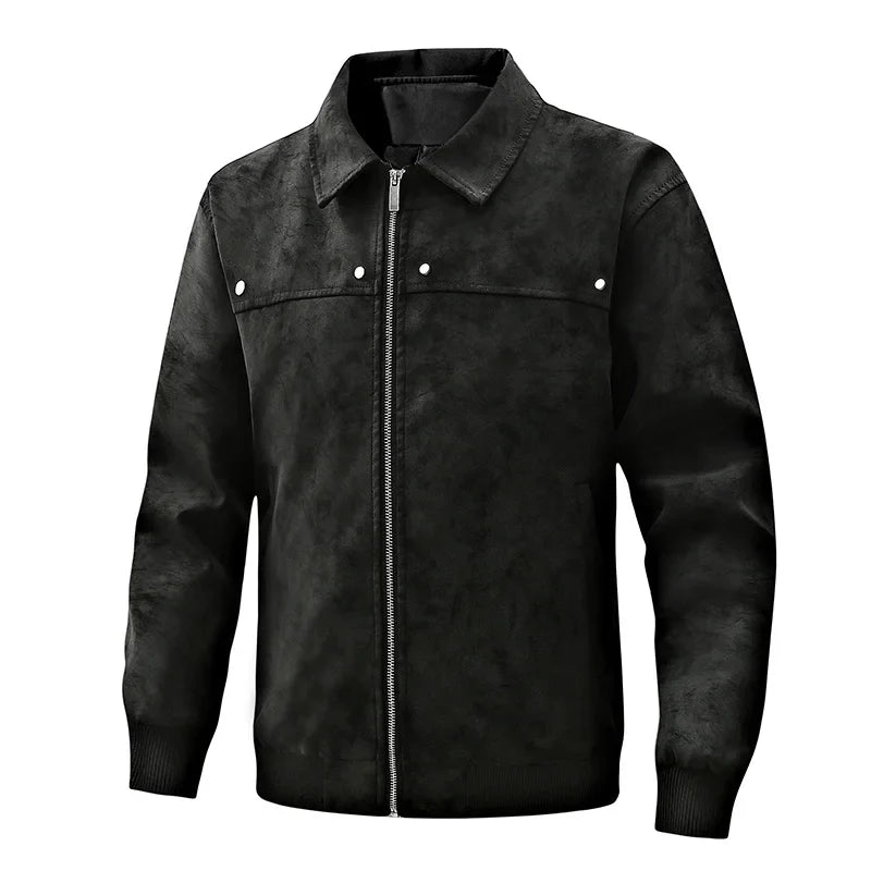 Klassische Bikerjacke Herren Winddicht Rippbündchen