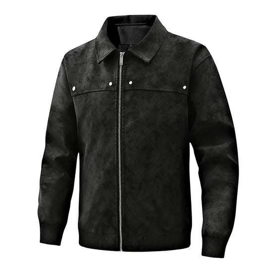 Klassische Bikerjacke Herren Winddicht Rippbündchen