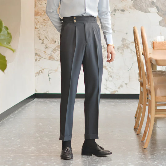 Elegante Bundfalten Anzughose Herren Tailliert Business