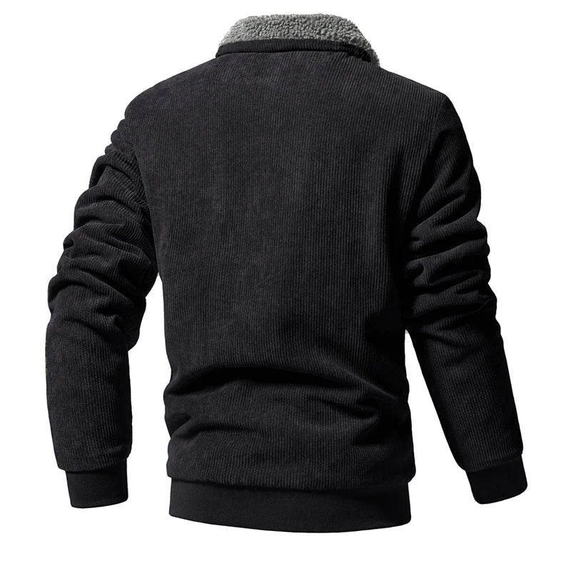 Cord Jacke Herren Fleecekragen Elastische Bündchen