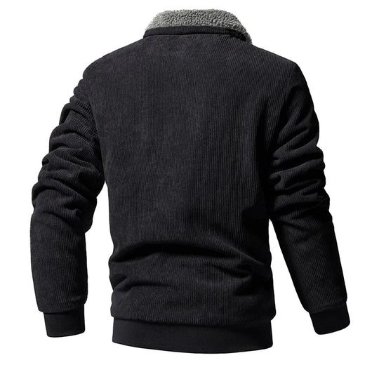 Cord Jacke Herren Fleecekragen Elastische Bündchen