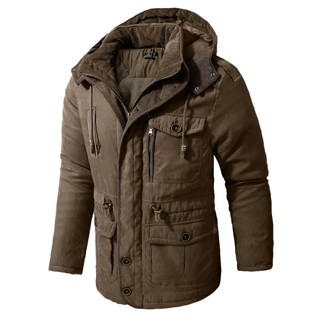 Fleece Parka Herren Kapuze Verstellbar Mehrere Taschen