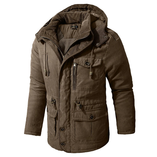 Fleece Parka Herren Kapuze Verstellbar Mehrere Taschen