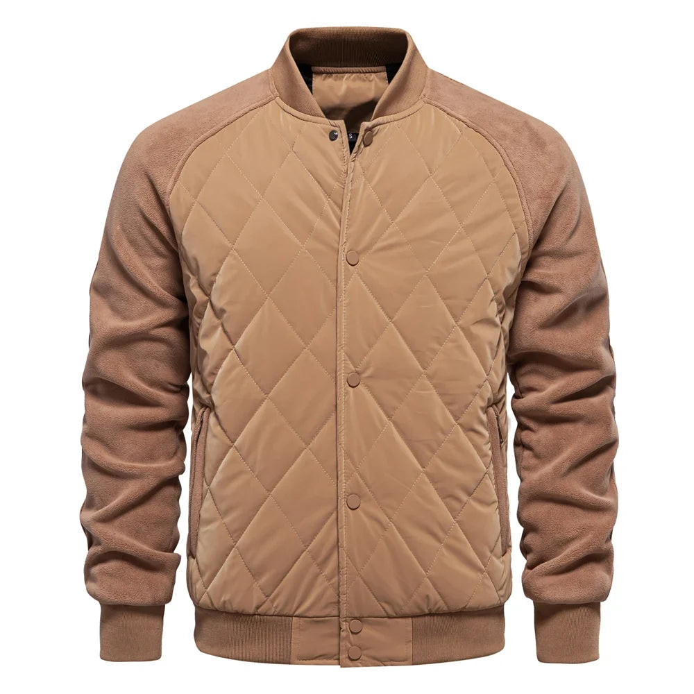 Fleece Bomberjacke Herren Wollmix Knopfleiste Warm