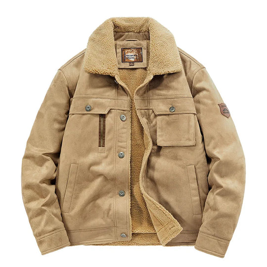 Wildleder Jacke Herren Fellkragen Sherpa Gefüttert