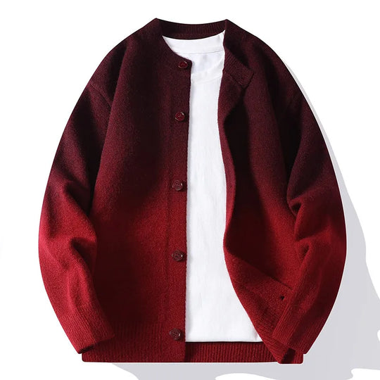 Farbverlauf Cardigan Herren Gebürsteter Strick Weich