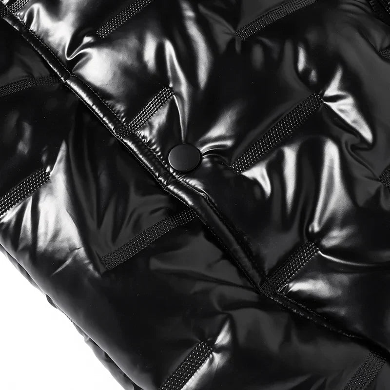 Metallic Steppjacke Herren Glanz Zwei Taschen Warm