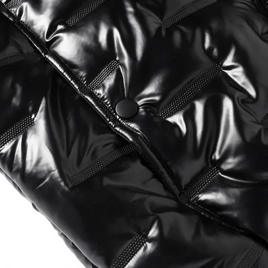Metallic Steppjacke Herren Glanz Zwei Taschen Warm