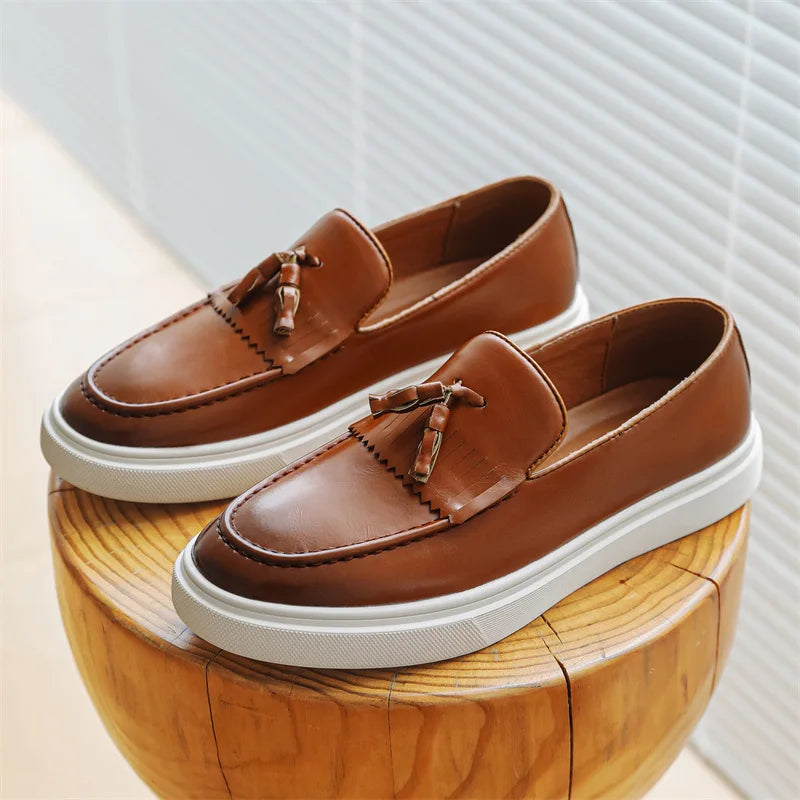 Leder Loafer Herren Quaste Slip-On Slipper Schuhe