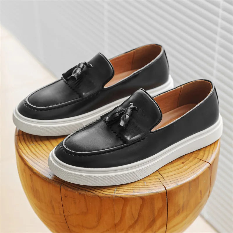 Leder Loafer Herren Quaste Slip-On Slipper Schuhe