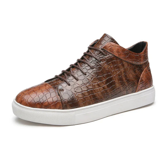 Kroko Prägung Sneaker Herren Leder Gepolstert Elegant