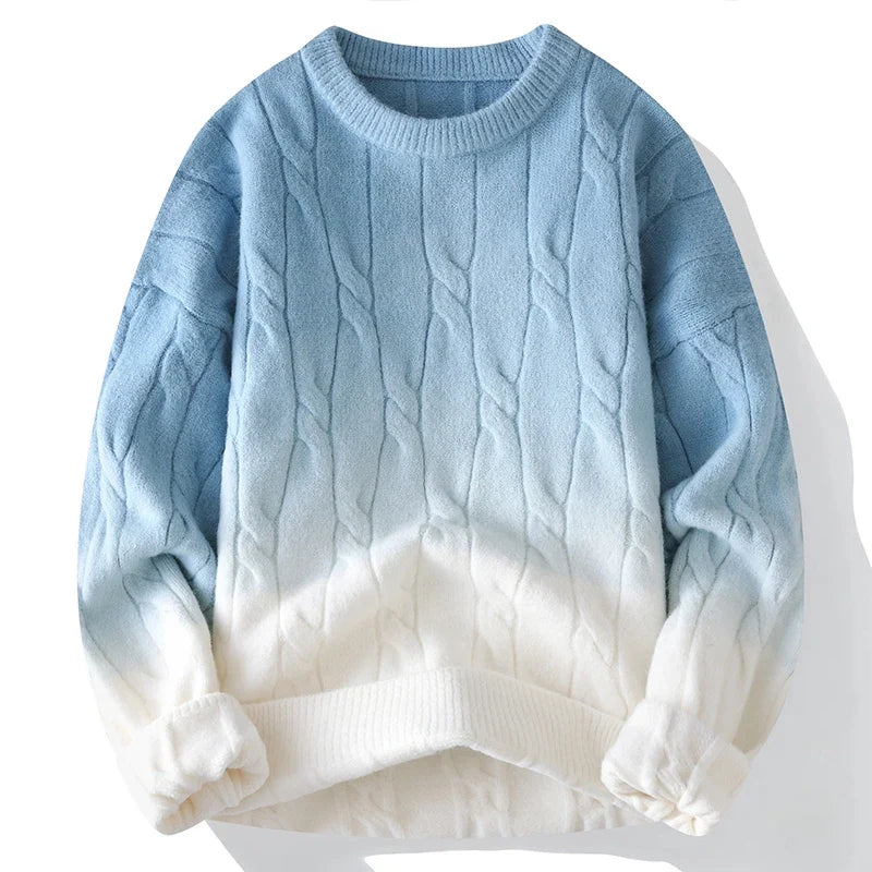 Farbverlauf Pullover Herren Wolle Rundhals Ganzjährig