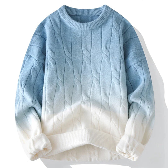 Farbverlauf Pullover Herren Wolle Rundhals Ganzjährig