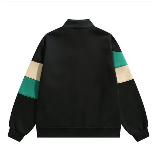 Colourblock Trainingsjacke Herren Wollmix Stehkragen
