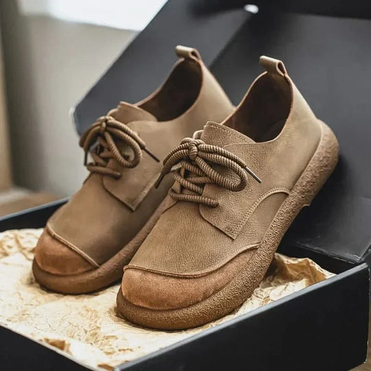Leder Sneaker Herren Wildleder Front Handgenäht Seil