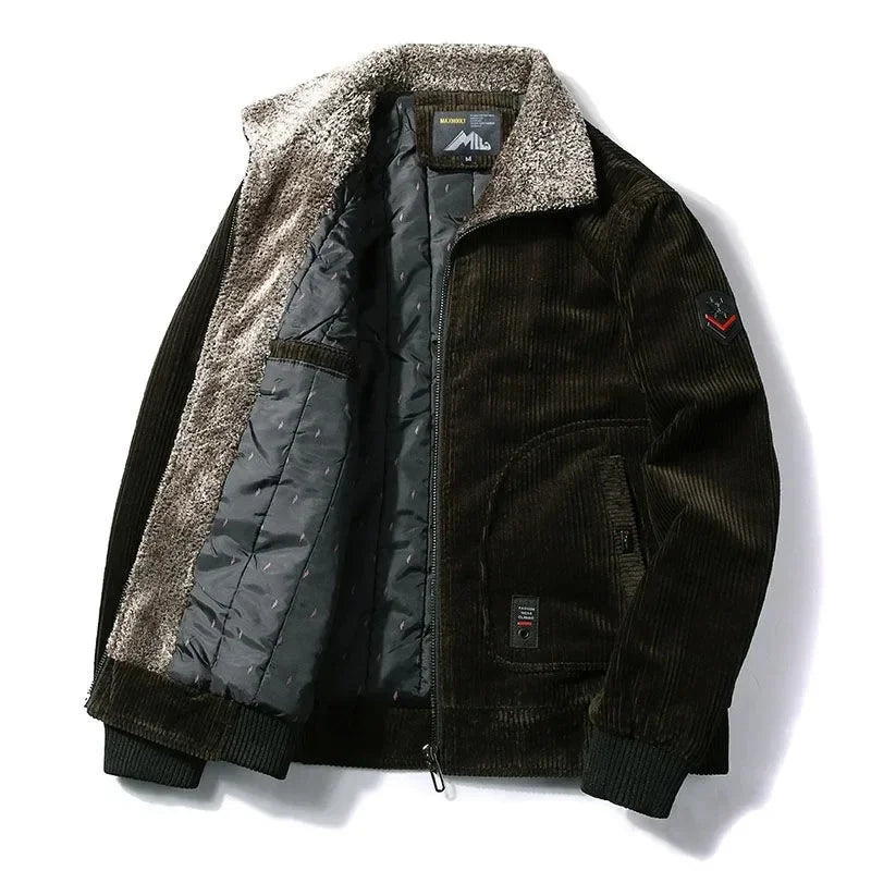 Cord Winterjacke Herren Fleecefutter Taschen Warm