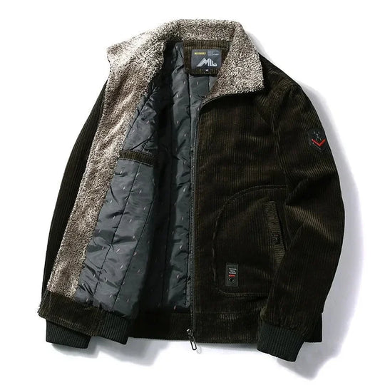 Cord Winterjacke Herren Fleecefutter Taschen Warm