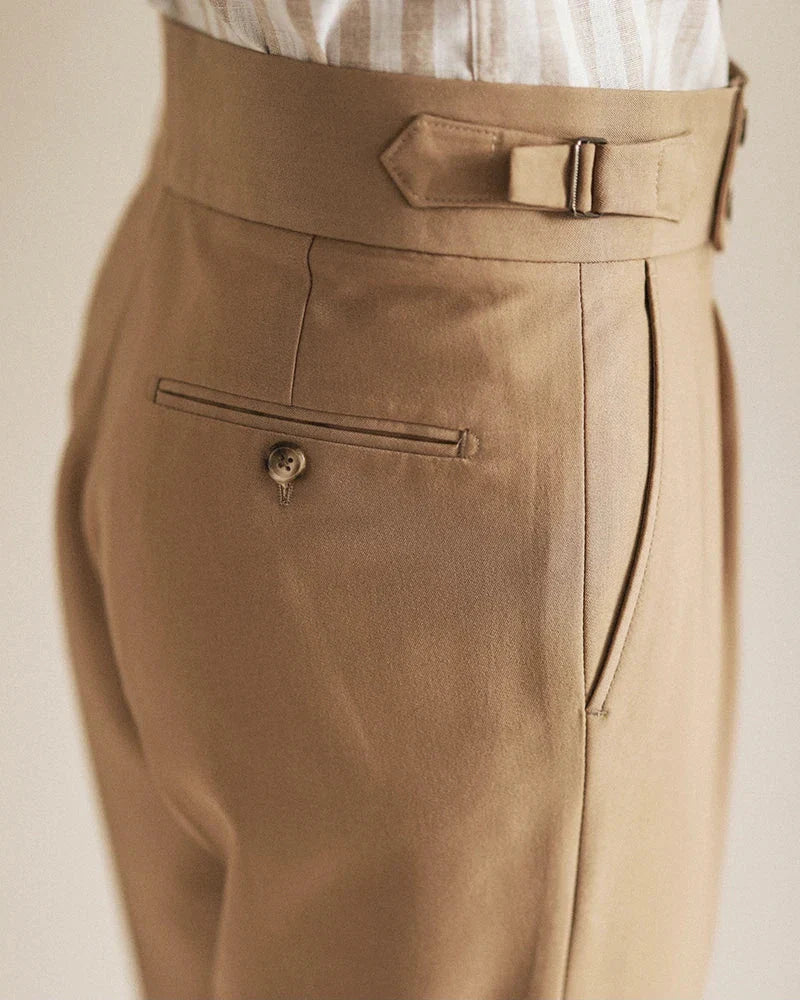 Elegante Bundfalten Anzughose Herren Tailliert Business